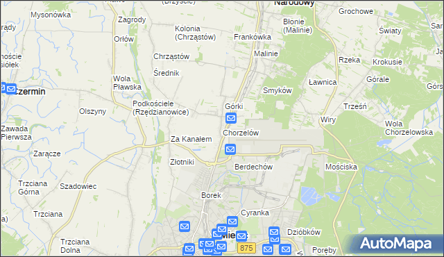 mapa Chorzelów, Chorzelów na mapie Targeo