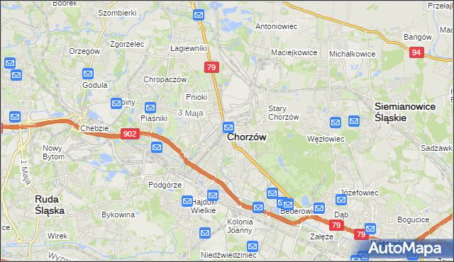 mapa Chorzów, Chorzów na mapie Targeo