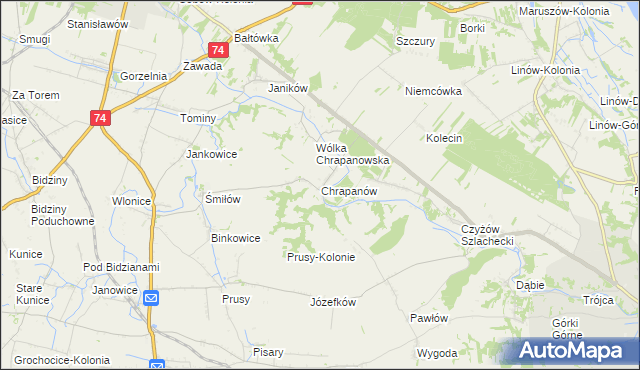 mapa Chrapanów, Chrapanów na mapie Targeo