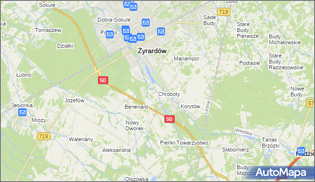 mapa Chroboty, Chroboty na mapie Targeo