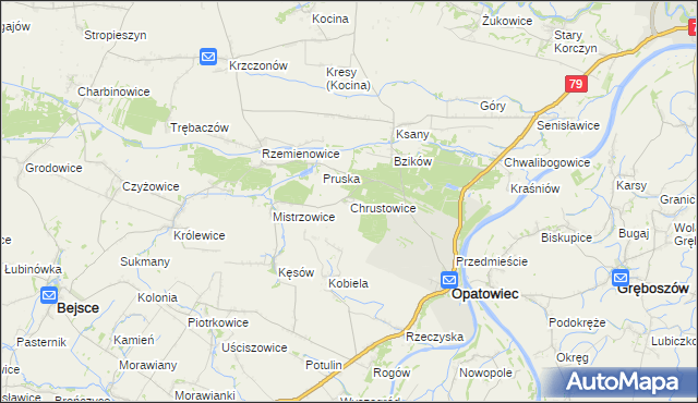 mapa Chrustowice, Chrustowice na mapie Targeo