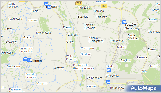 mapa Chrząstów gmina Mielec, Chrząstów gmina Mielec na mapie Targeo