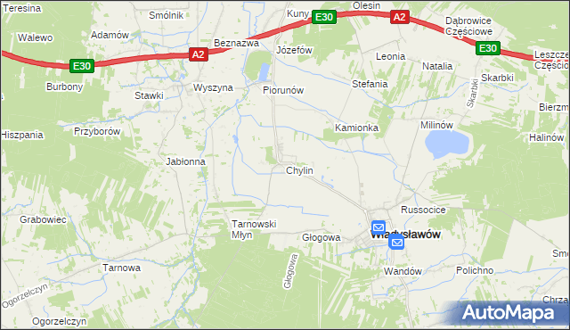 mapa Chylin gmina Władysławów, Chylin gmina Władysławów na mapie Targeo