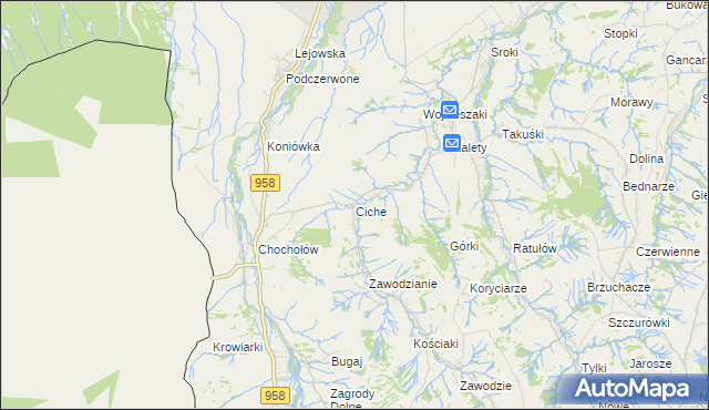 mapa Ciche gmina Czarny Dunajec, Ciche gmina Czarny Dunajec na mapie Targeo