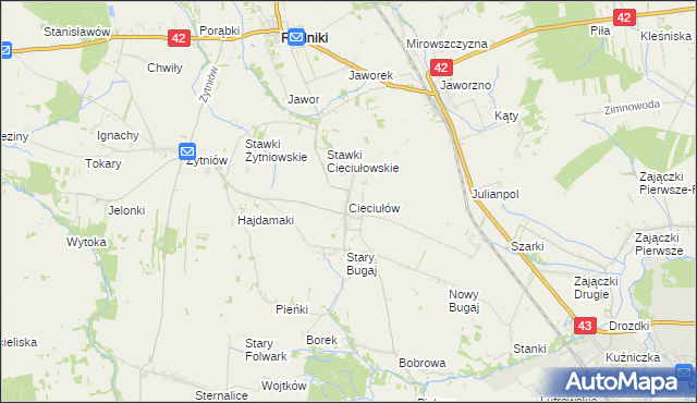 mapa Cieciułów, Cieciułów na mapie Targeo