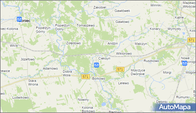 mapa Cieksyn, Cieksyn na mapie Targeo