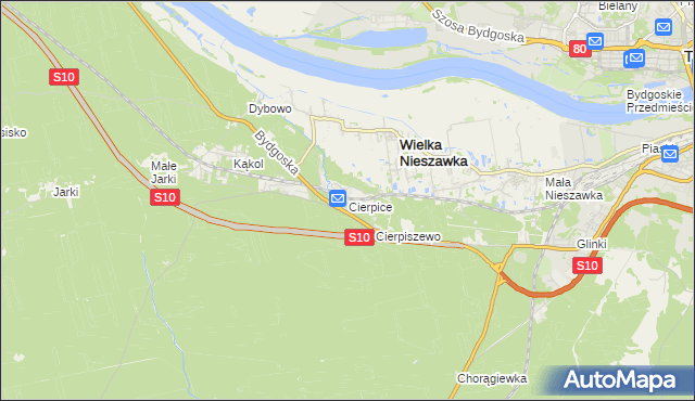 mapa Cierpice gmina Wielka Nieszawka, Cierpice gmina Wielka Nieszawka na mapie Targeo