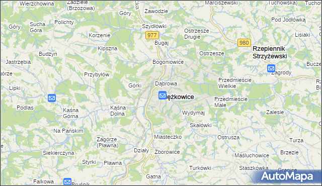 mapa Ciężkowice powiat tarnowski, Ciężkowice powiat tarnowski na mapie Targeo