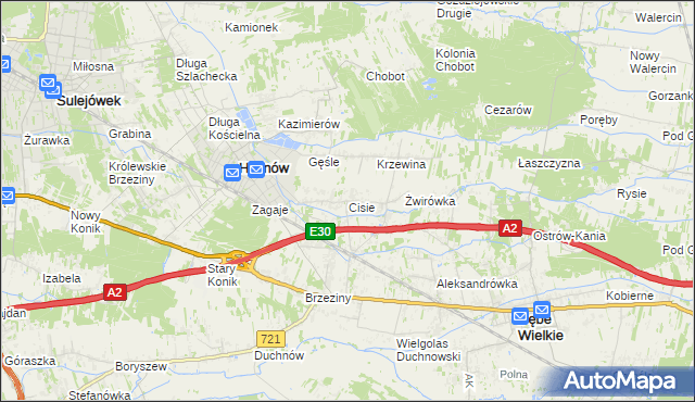 mapa Cisie gmina Halinów, Cisie gmina Halinów na mapie Targeo