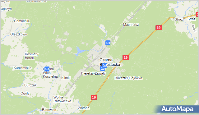 mapa Czarna Białostocka, Czarna Białostocka na mapie Targeo