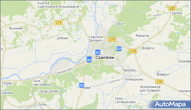 mapa Czarnków, Czarnków na mapie Targeo