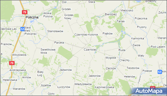 mapa Czarnolas gmina Policzna, Czarnolas gmina Policzna na mapie Targeo
