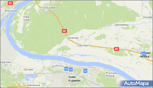 mapa Czarnowo gmina Zławieś Wielka, Czarnowo gmina Zławieś Wielka na mapie Targeo
