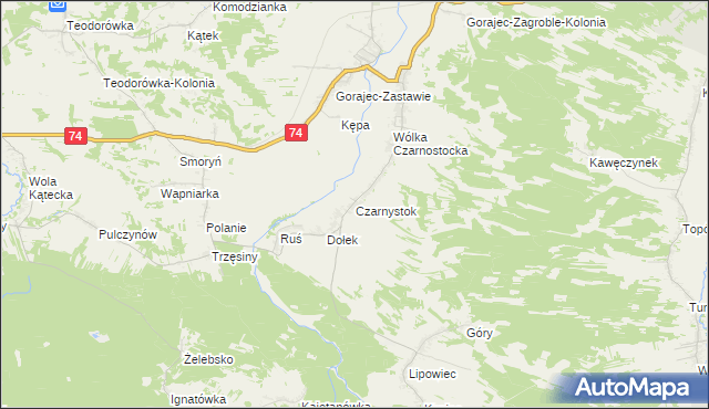 mapa Czarnystok gmina Radecznica, Czarnystok gmina Radecznica na mapie Targeo