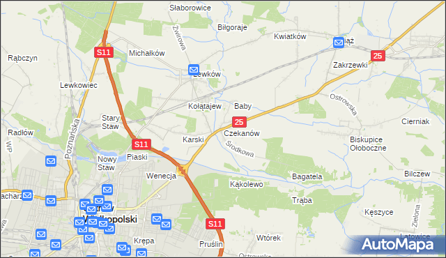 mapa Czekanów gmina Ostrów Wielkopolski, Czekanów gmina Ostrów Wielkopolski na mapie Targeo