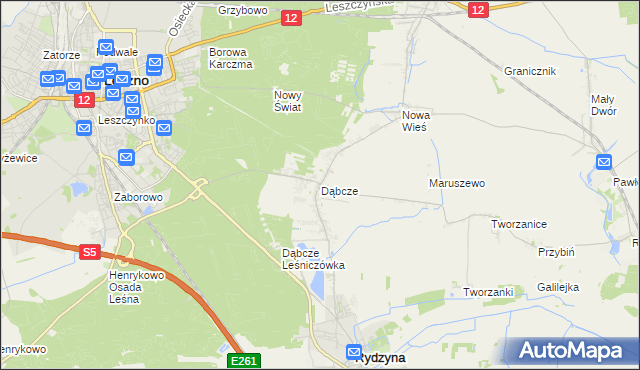 mapa Dąbcze, Dąbcze na mapie Targeo