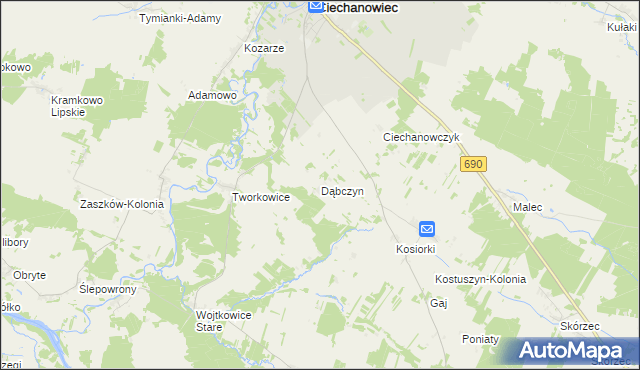 mapa Dąbczyn, Dąbczyn na mapie Targeo