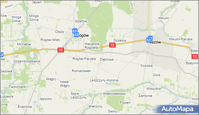 mapa Dąbrowa gmina Jeżów, Dąbrowa gmina Jeżów na mapie Targeo