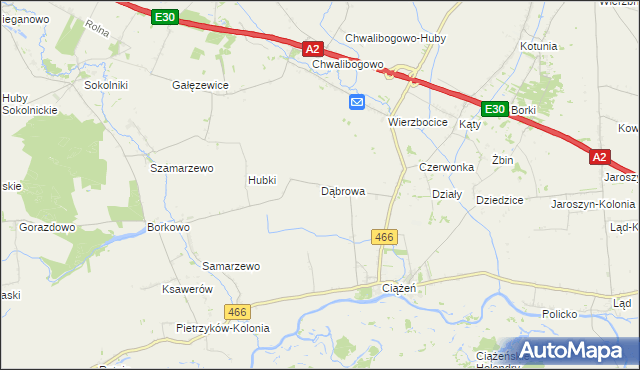 mapa Dąbrowa gmina Lądek, Dąbrowa gmina Lądek na mapie Targeo
