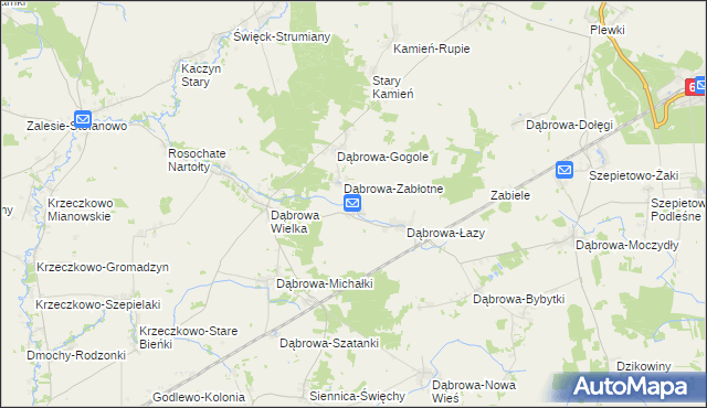 mapa Dąbrowa-Kaski, Dąbrowa-Kaski na mapie Targeo