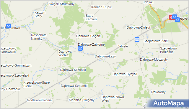 mapa Dąbrowa-Łazy gmina Szepietowo, Dąbrowa-Łazy gmina Szepietowo na mapie Targeo