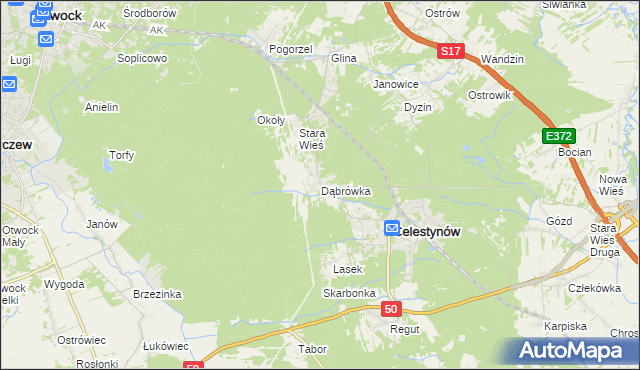 mapa Dąbrówka gmina Celestynów, Dąbrówka gmina Celestynów na mapie Targeo