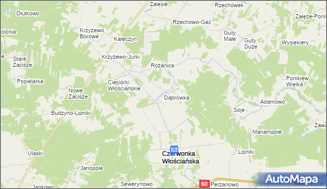 mapa Dąbrówka gmina Czerwonka, Dąbrówka gmina Czerwonka na mapie Targeo