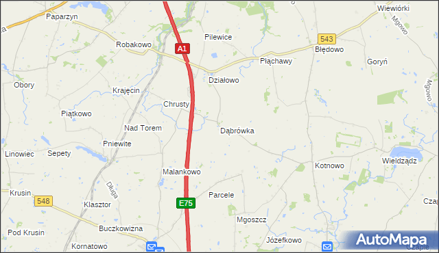 mapa Dąbrówka gmina Płużnica, Dąbrówka gmina Płużnica na mapie Targeo