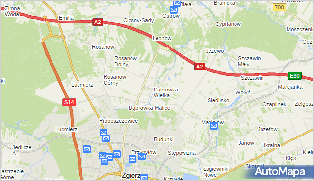 mapa Dąbrówka-Strumiany, Dąbrówka-Strumiany na mapie Targeo