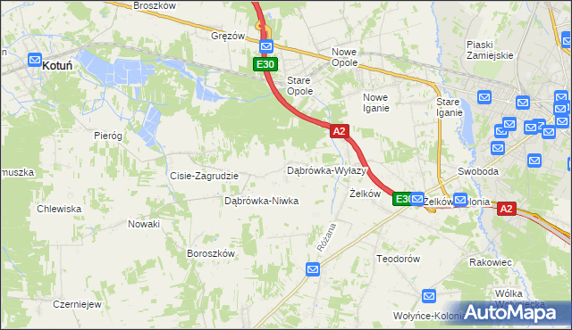 mapa Dąbrówka-Wyłazy, Dąbrówka-Wyłazy na mapie Targeo