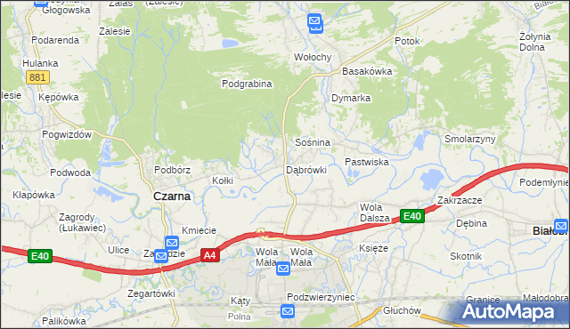 mapa Dąbrówki gmina Czarna, Dąbrówki gmina Czarna na mapie Targeo