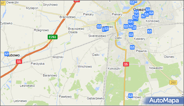 mapa Dalki, Dalki na mapie Targeo