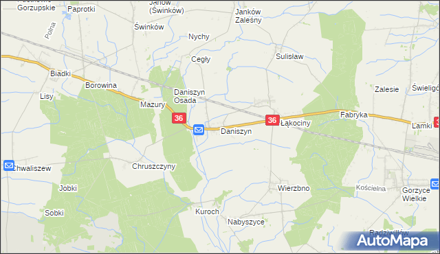 mapa Daniszyn, Daniszyn na mapie Targeo