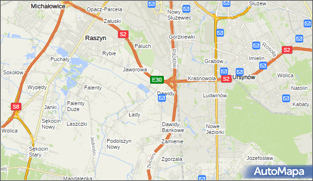 mapa Dawidy gmina Raszyn, Dawidy gmina Raszyn na mapie Targeo