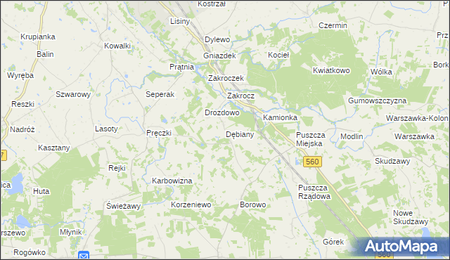 mapa Dębiany gmina Rypin, Dębiany gmina Rypin na mapie Targeo