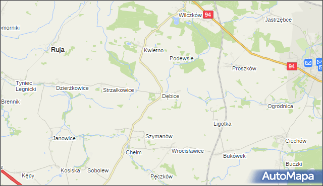 mapa Dębice gmina Malczyce, Dębice gmina Malczyce na mapie Targeo