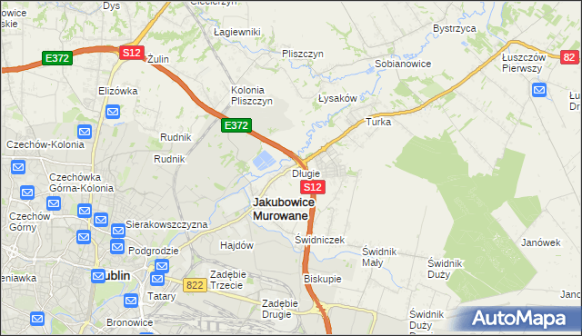 mapa Długie gmina Wólka, Długie gmina Wólka na mapie Targeo