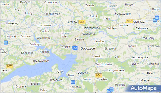 mapa Dobczyce, Dobczyce na mapie Targeo