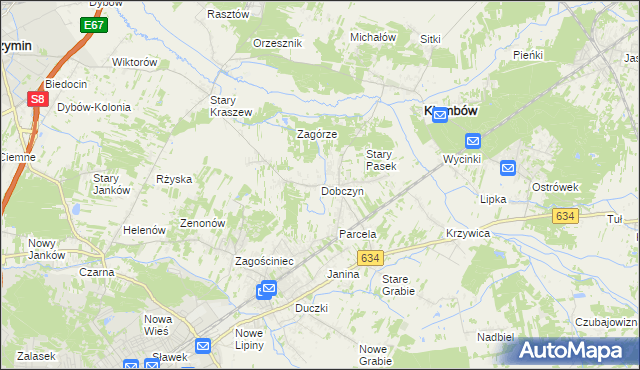 mapa Dobczyn gmina Klembów, Dobczyn gmina Klembów na mapie Targeo