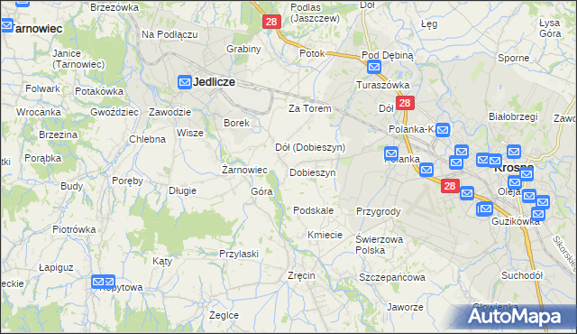 mapa Dobieszyn gmina Jedlicze, Dobieszyn gmina Jedlicze na mapie Targeo