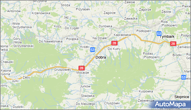 mapa Dobra powiat limanowski, Dobra powiat limanowski na mapie Targeo