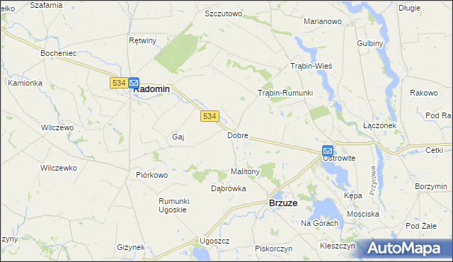 mapa Dobre gmina Brzuze, Dobre gmina Brzuze na mapie Targeo