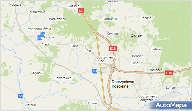 mapa Dobrzyniewo Duże, Dobrzyniewo Duże na mapie Targeo