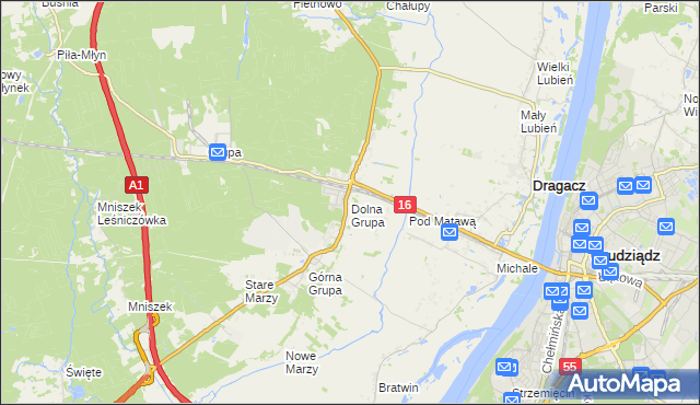 mapa Dolna Grupa, Dolna Grupa na mapie Targeo