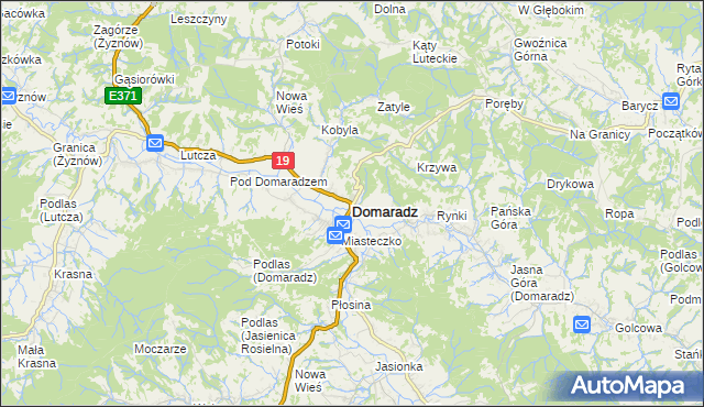 mapa Domaradz powiat brzozowski, Domaradz powiat brzozowski na mapie Targeo