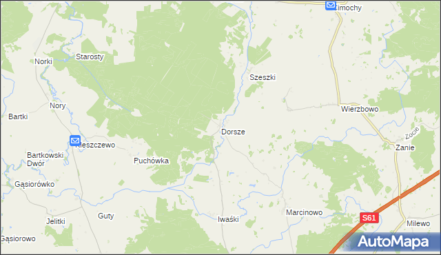 mapa Dorsze gmina Kalinowo, Dorsze gmina Kalinowo na mapie Targeo