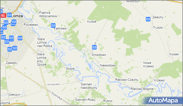 mapa Drozdowo gmina Piątnica, Drozdowo gmina Piątnica na mapie Targeo