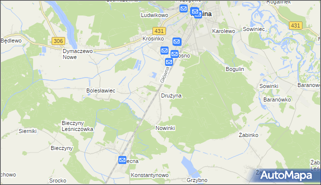 mapa Drużyna, Drużyna na mapie Targeo
