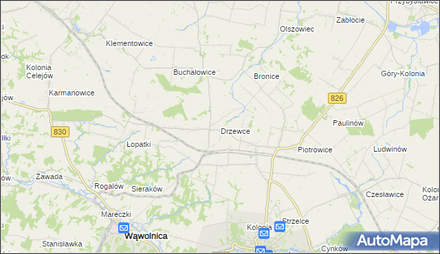 mapa Drzewce gmina Nałęczów, Drzewce gmina Nałęczów na mapie Targeo