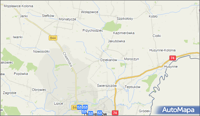 mapa Dziekanów, Dziekanów na mapie Targeo